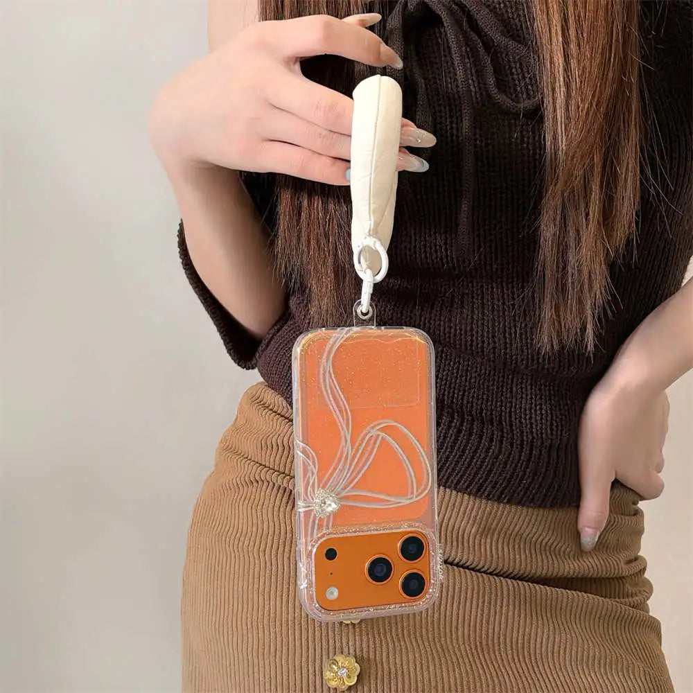 【クリアラメグリッター】リボンモチーフ クリアスマホケース｜iPhone対応 #240625