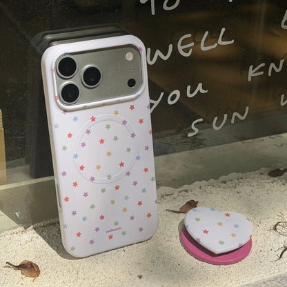 カラフルスター ハートグリップ付き Magnet内蔵 iPhoneケース #260614