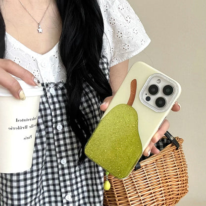 【フルーツシリーズ】キラキララメ 梨デザイン スマホケース｜iPhone対応 #250829