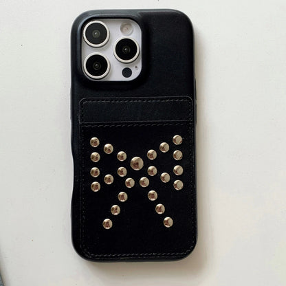 【ビジュースタッズリボン】ポケット付きクールデザインケース｜iPhone対応 #250717