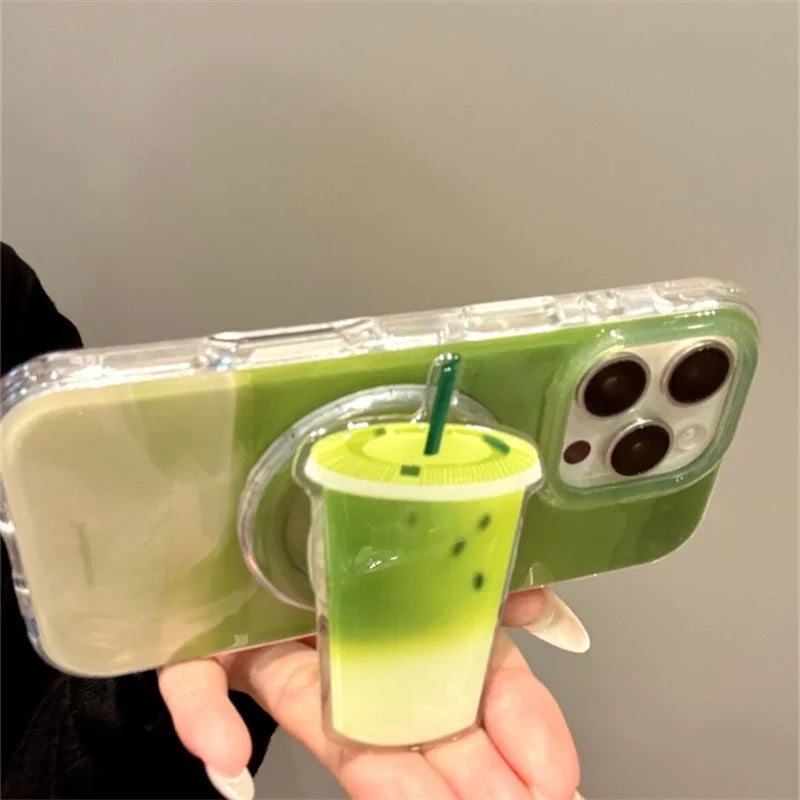 【スマホグリップ】抹茶ラテ カフェドリンク | Magnet対応 #241107