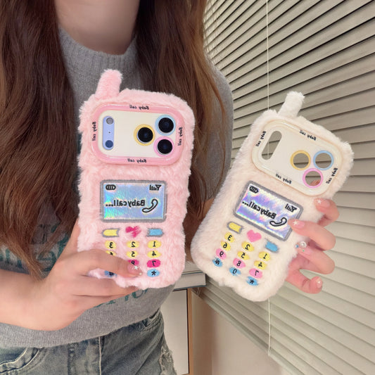 もこもこ ぬいぐるみ風 電話デザイン 韓国 かわいい｜iPhoneケース#260503