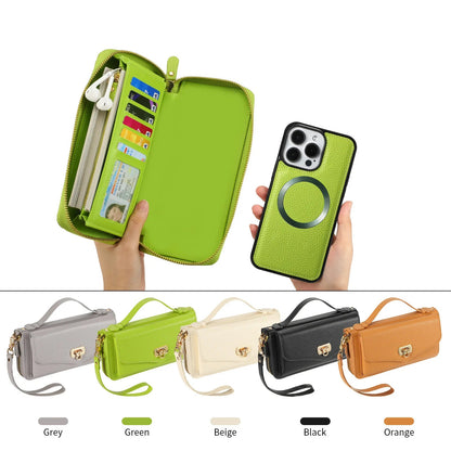 【ウォレットスタイル】財布一体型 分離式レザー調 ブックスタイル 手帳型 iPhoneケース｜ラウンドファスナー・ショルダー対応 #240204