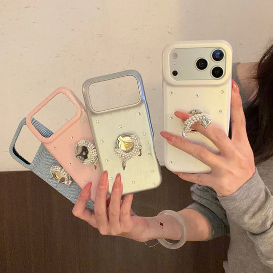 パールリング ビジュー スマホリング付き iPhoneケース #260612