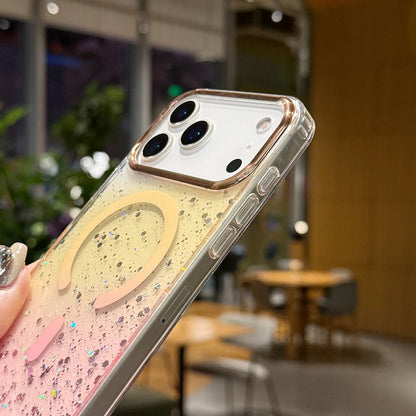 【Magnet内蔵】グリッター きらめくラメ入りグラデーションクリアスマホケース｜iPhone対応 #250418