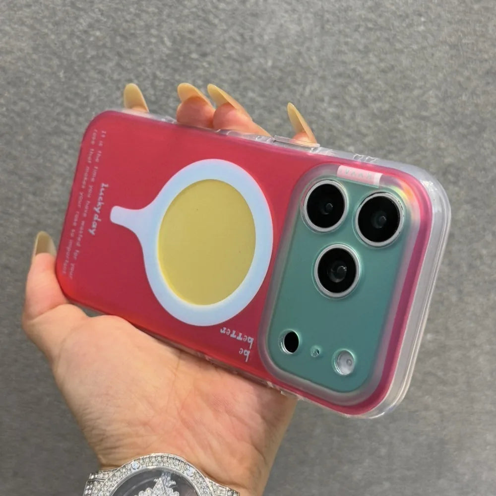 レトロ配色 バイカラー Magnet内蔵 iPhoneケース｜シンプル・おしゃれ #260122