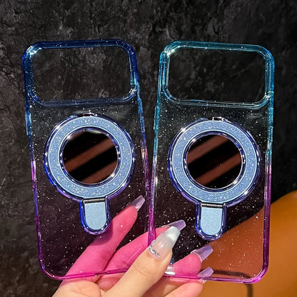 バイカラー クリアグラデーション Magnet内蔵 iPhoneケース｜ミラー リンググリップ #230727