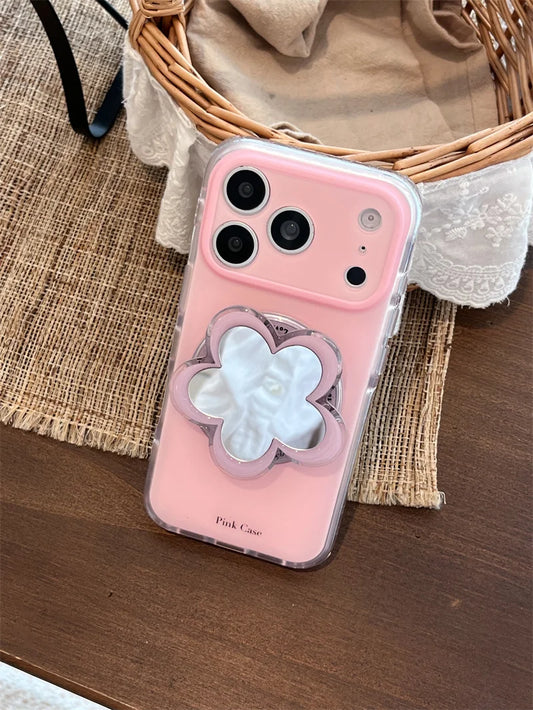 フラワーミラー グリップ付き Magnet内蔵 iPhoneケース #260620