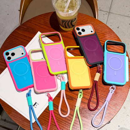 【ハンドストラップ付き】バイカラー マグネット内蔵 iPhoneケース（全5色） カジュアル・スポーティー PCA #261181