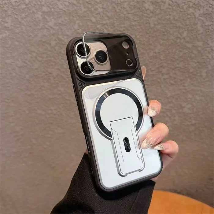 マグネット内蔵 折りたたみリングスタンド付き iPhoneケース (全7色) メタリック・アクセント #261217