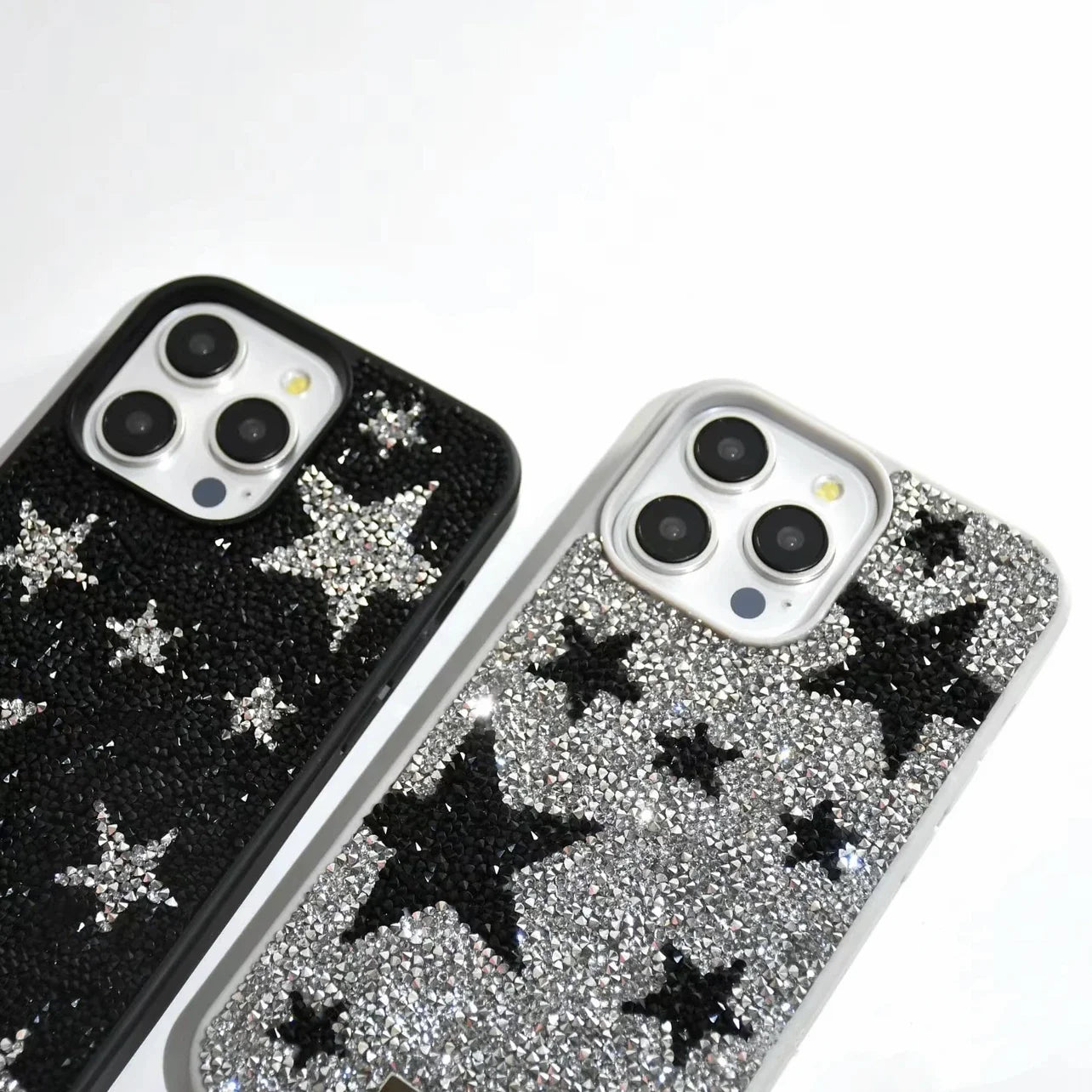 【キラキラビジューシリーズ】オールラインストーン スターモチーフ 星柄 グリッター デコ スマホケース｜iPhone対応 #260116