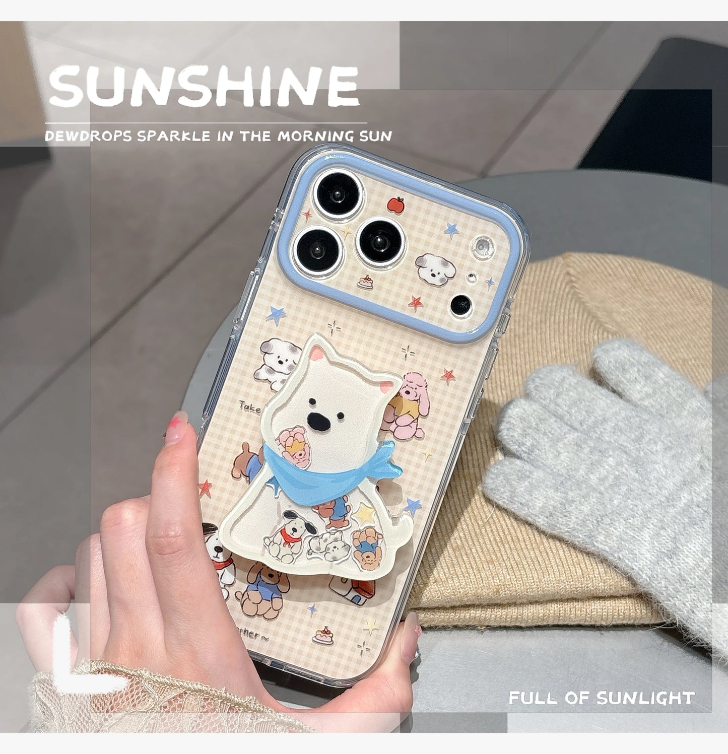 ゆるかわアニマル 犬 ウエスティ ホワイトテリア 立体グリップ付き iPhoneケース｜韓国風・落下防止 #231203
