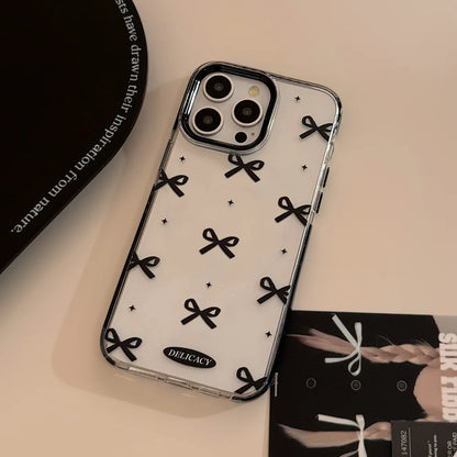 リボンモチーフ iPhoneケース｜クリアデザイン・グリップ付き #240606