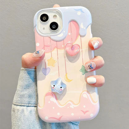 【パステルカラー】とろけるミルキーデザイン ボールストラップ付き スマホケース｜iPhone対応 #251004