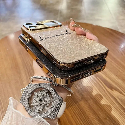 【カスタムシリーズ】ラメグリッター 名入れ スマホケース 横書き｜iPhone対応 #240717