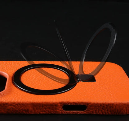 【本革シリーズ】折りたたみ スタンドリング付き レザースマホケース｜iPhone対応 #241013