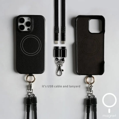 【本革シリーズ】名入れカスタム ロングストラップ付き レザー スマホケース｜ iPhoneケース #241011