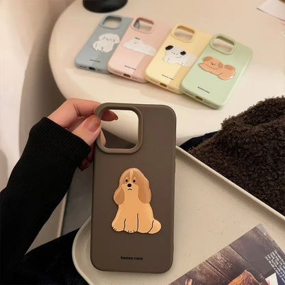 【ボヌールドッグ】くすみパステル×わんこモチーフ スマホケース｜iPhone対応 #250220