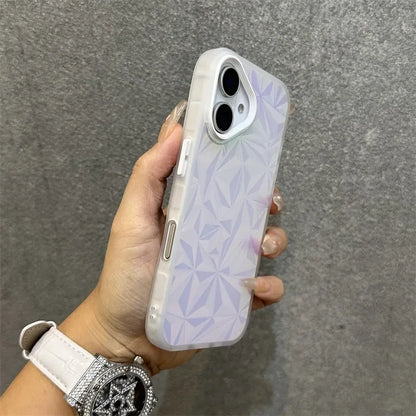 【キラキラシリーズ】幾何学模様 ホログラムデザイン ストラップ付きスマホケース｜iPhone対応 #251012