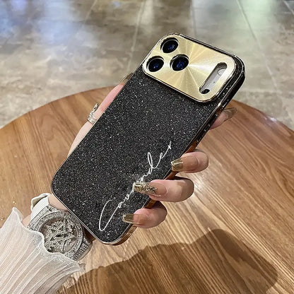 【カスタムシリーズ】ラメグリッター 名入れ スマホケース 縦書き｜iPhone対応 #240716