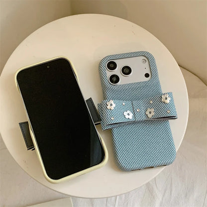 【リボンデザイン】デニム調 立体リボン iPhoneケース｜iPhone対応 #260126