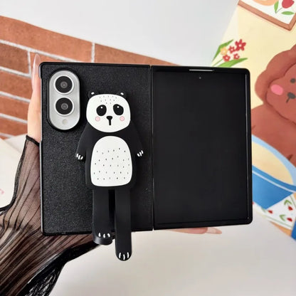 【Galaxy ８ Fold Ultra用】立体アニマル ベア スタンド付き スマホケース（耐衝撃 / 折りたたみ対応）＃261079
