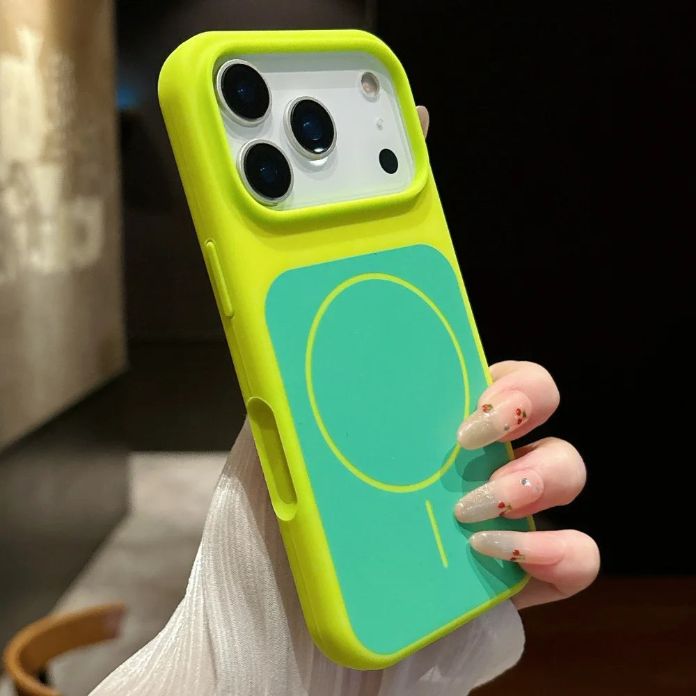 ネオンカラー MagSnet内蔵 マットバイカラー iPhoneケース｜耐衝撃・カラーフレーム #260521