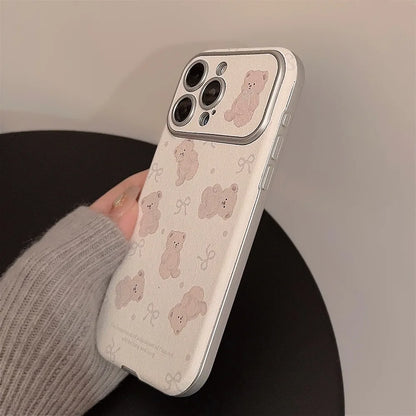 【モカベアスタンド】立体くま ポップソケット × リボンエンボス スマホケース｜iPhone対応 #241229