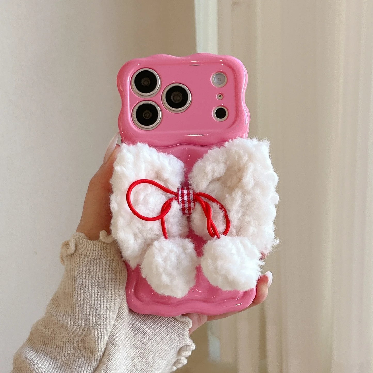 もこもこリボン パステルカラー iPhoneケース #240505