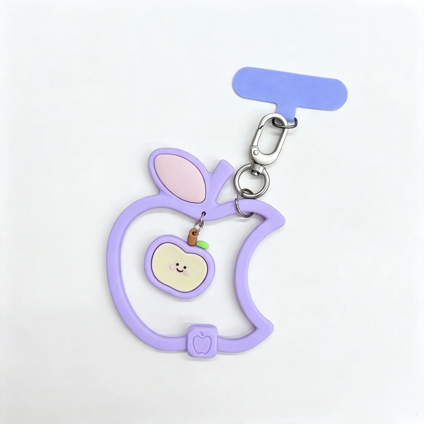 【ストラップ】リンゴモチーフ  ハンドストラップ ホルダーシート付き ナチュラル・上品（全11色）#261167