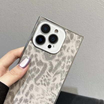 【スクエアシリーズ】 ヒョウ柄 レオパード メタリックフレーム スクエア スマホケース｜iPhone対応 #250815