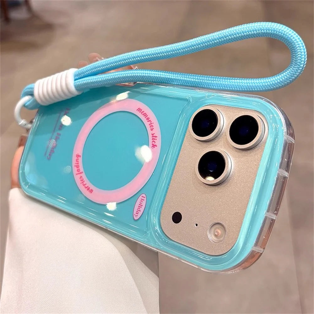 Magnet内蔵 ポップカラー ロープストラップ iPhoneケース #250215