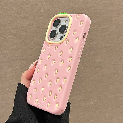 【フルーツシリーズ】いちごデザイン 立体シリコン スマホケース｜iPhone対応 #250917