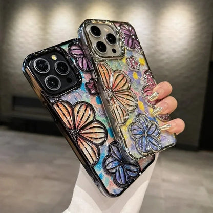 【アートフラワーポップ】エンボスフラワー × ペイントデザイン スマホケース｜iPhone対応 #250604