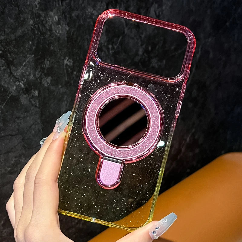 バイカラー クリアグラデーション Magnet内蔵 iPhoneケース｜ミラー リンググリップ #230727