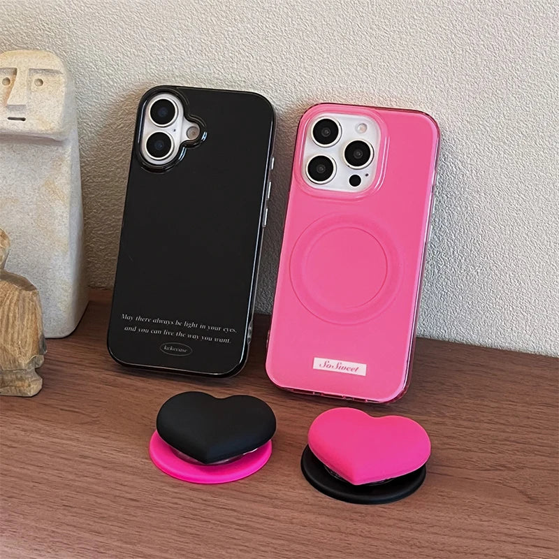 【Magsafe対応】立体 3D ハートグリップ ビビット バイカラー スマホケース｜iPhone対応 #250131