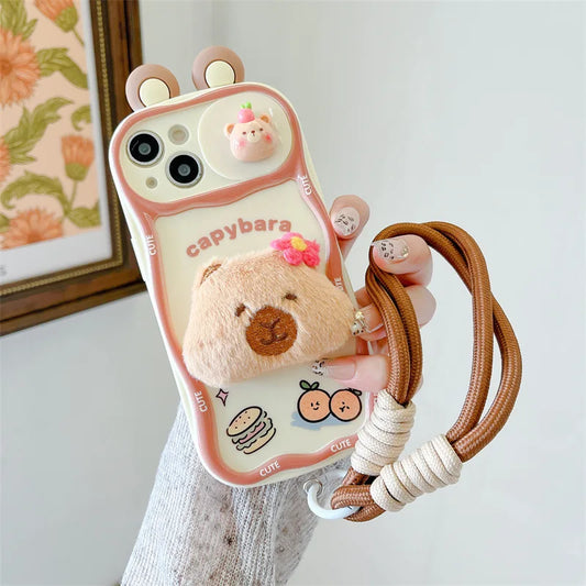 【アニマルぬいぐるみシリーズ】 カピバラ 立体ふわもこケース｜iPhone対応 #240907