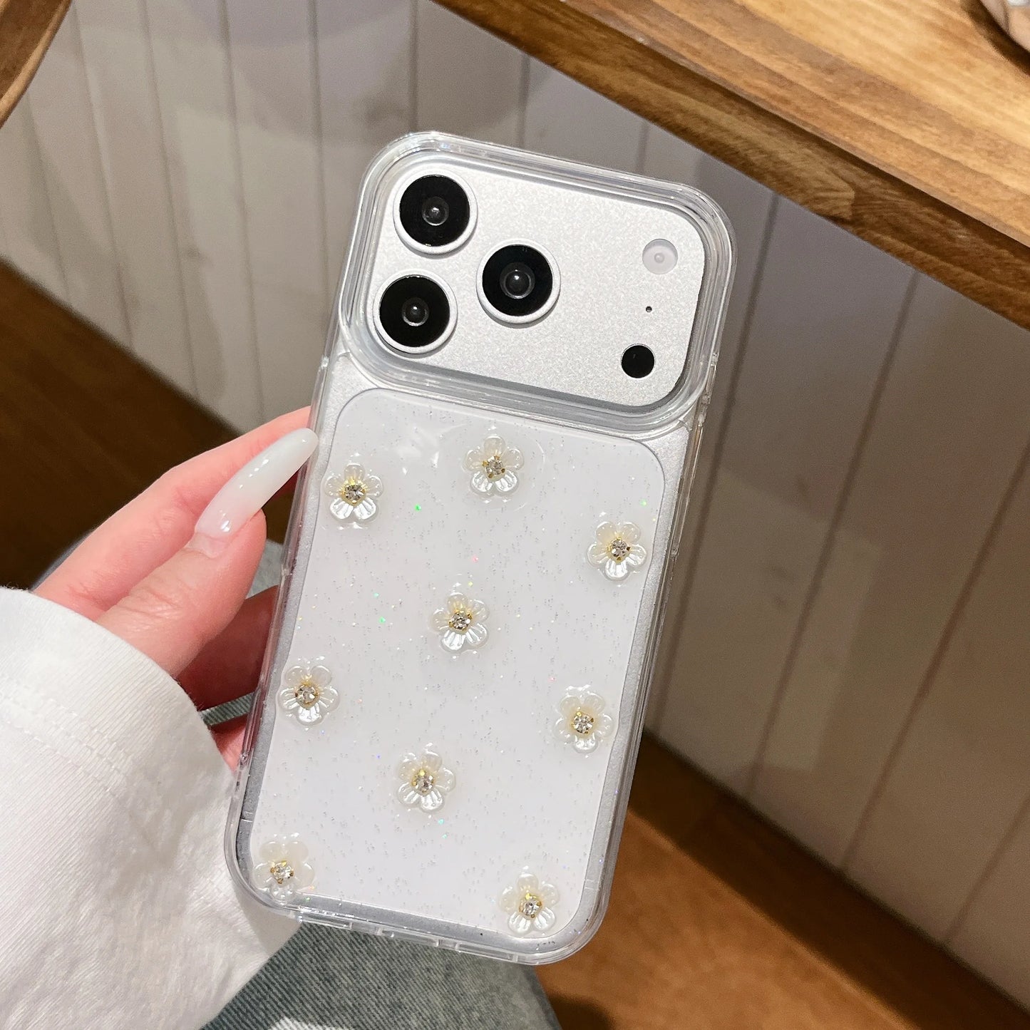 フラワー キラキララメ クリア iPhoneケース｜立体 3D 花モチーフ・透明感デザイン #230801