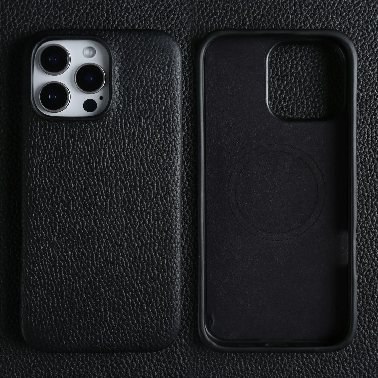 【Magnet内蔵】リアルレザー シンプル ハイグレード スマホケース｜iPhone対応 #241017