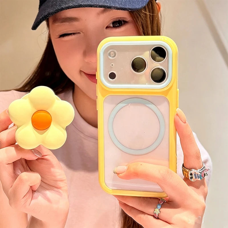 ぷっくりフラワー ソフトシリコン iPhoneケース｜スタンドホルダー付 #260073
