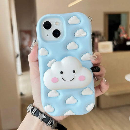 【クラウドシリーズ】3D雲モチーフ ポップデザイン スマホケース｜iPhone対応 #250824