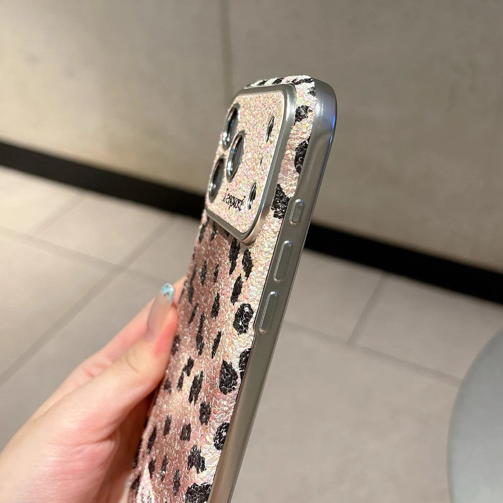 【グリッターレオパード】キラキラ ラメ ヒョウ柄 スマホケース｜iPhone対応 #250430