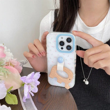 【木製アニマルリング】プチフラワー スマホケース｜iPhone対応 #250505