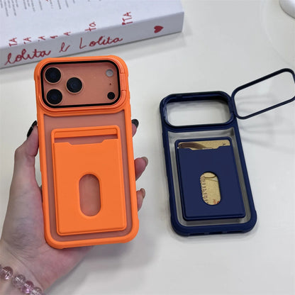 カード収納付き カメラ保護スタンド iPhoneケース｜耐衝撃フレーム #240328