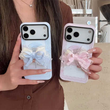 【Magnet内蔵】LACE RIBBON レース×ふわリボン スマホケース｜iPhone対応 #240928