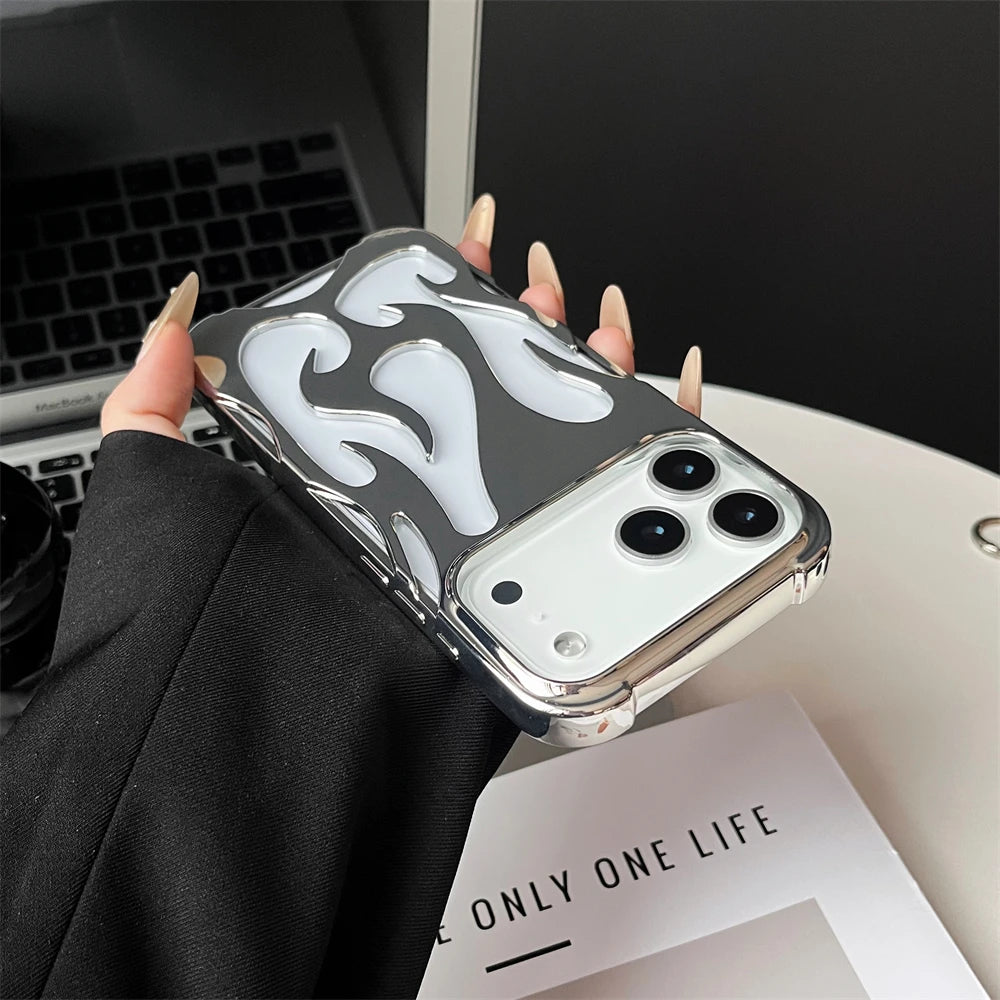 3D 炎 メタルフレームライン iPhoneケース｜トレンド・Y2Kデザイン #231119