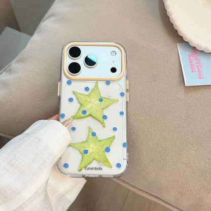 星＆フルーツ柄 カラフルデザイン クリア iPhoneケース｜ポップ・ガーリー #260099