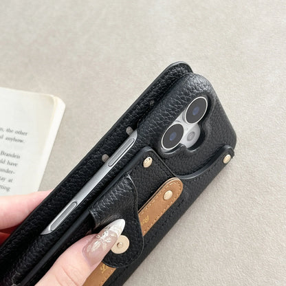 【ブックスタイル】キーリング付き レザー調 財布一体型 手帳型 iPhoneケース｜ファスナー収納・多色展開 #240128