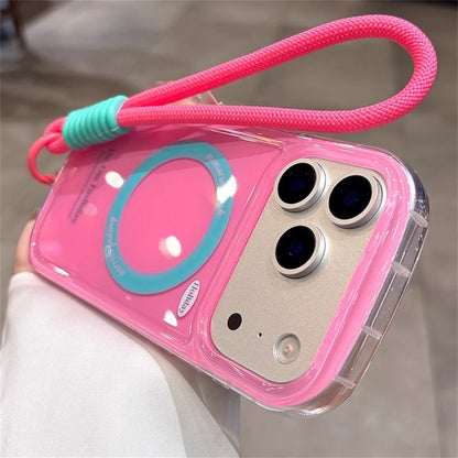 【Magnet内蔵】クリア カラーポップ ロープストラップ スマホケース｜iPhone対応 #250215