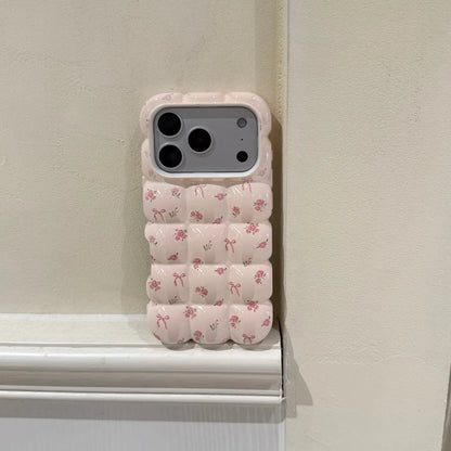 【フルールキルティング風】立体ぽこぽこデザイン フラワー iPhoneケース #240607